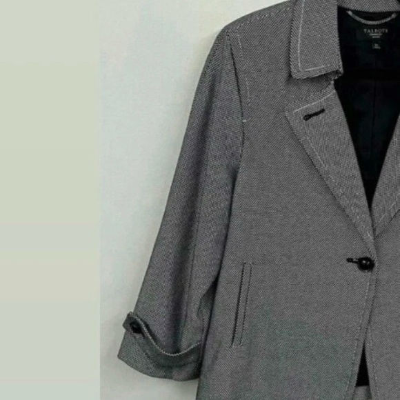 Talbots Women's Black and White Houndstooth Blazer - Picture 5 of 5